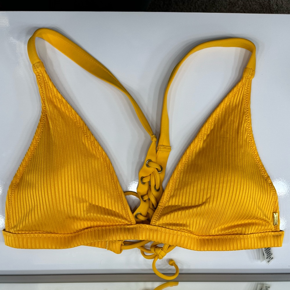 PINK Yellow Triangle Bikini Top